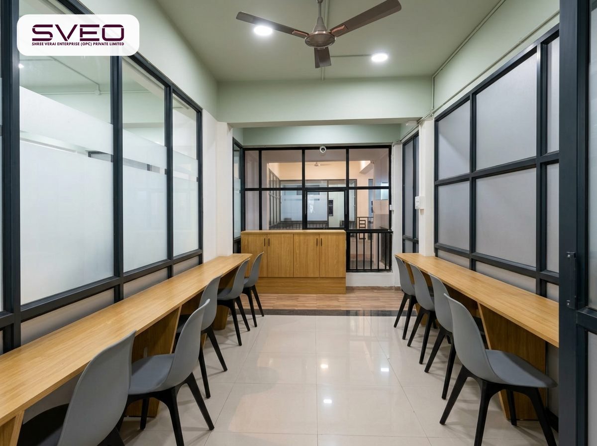 Quiet individual work area inside the SVEO office